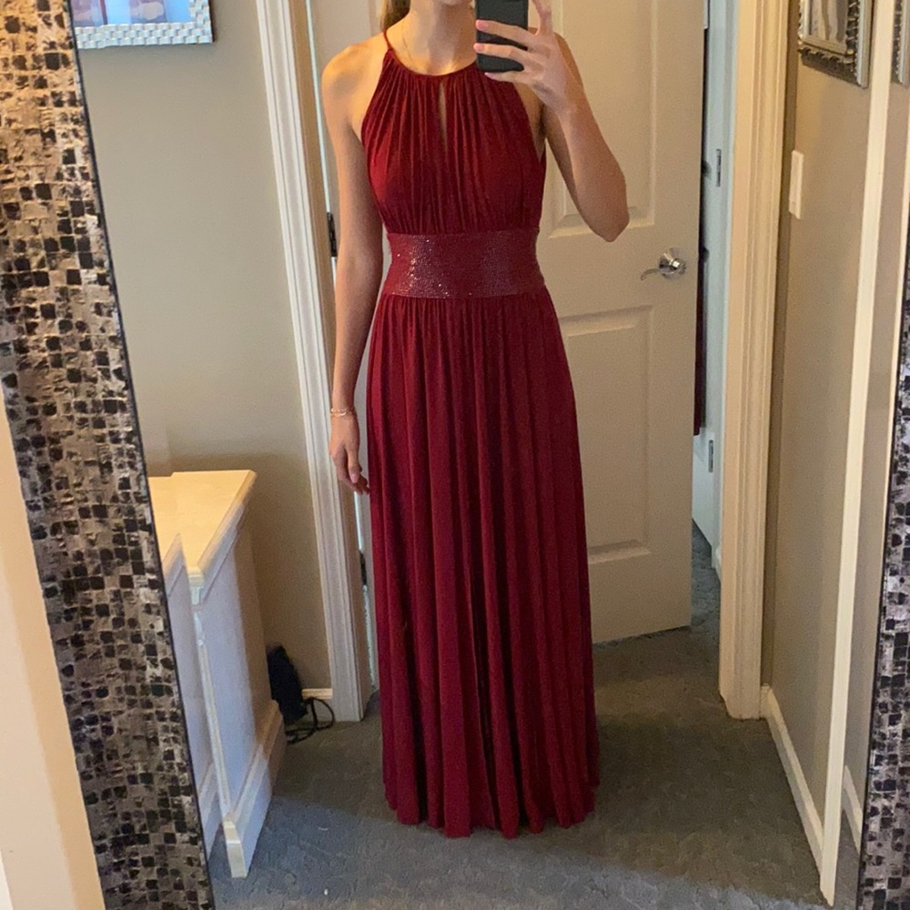 Long red maxi evening gown